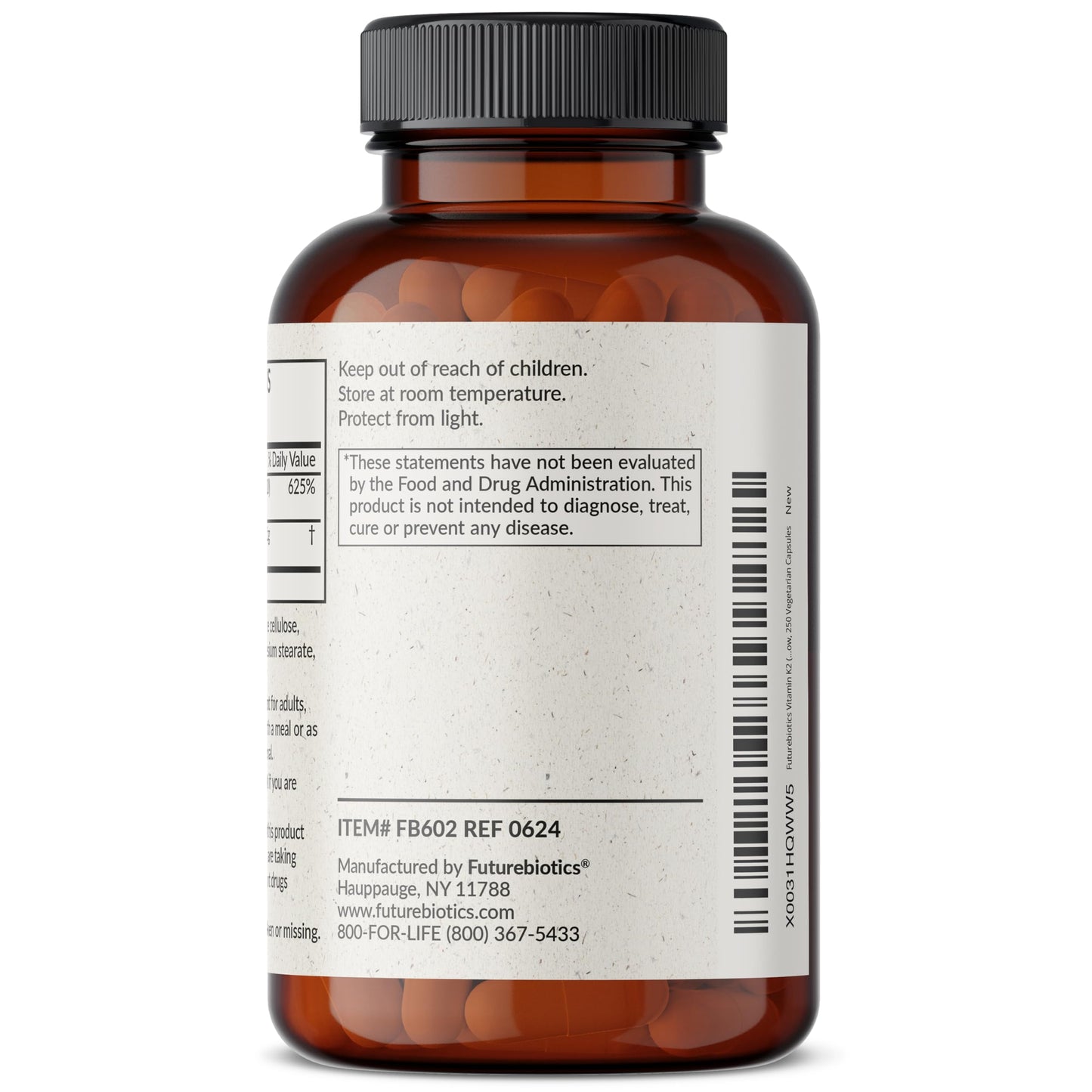 Futurebiotics Vitamin K2 (MK7) with D3 Supplement - Non-GMO Formula - 5000 IU Vitamin D3 & 90 mcg Vitamin K2 MK-7, 120 Vegetarian Capsules