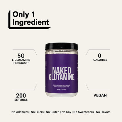 Pure L-Glutamine Made in the USA - 200 Servings - 1,000g, 2.2lb Bulk, Vegan, Non-GMO, Gluten and Soy Free. Minimize Muscle Breakdown & Improve Protein Synthesis. No Additives