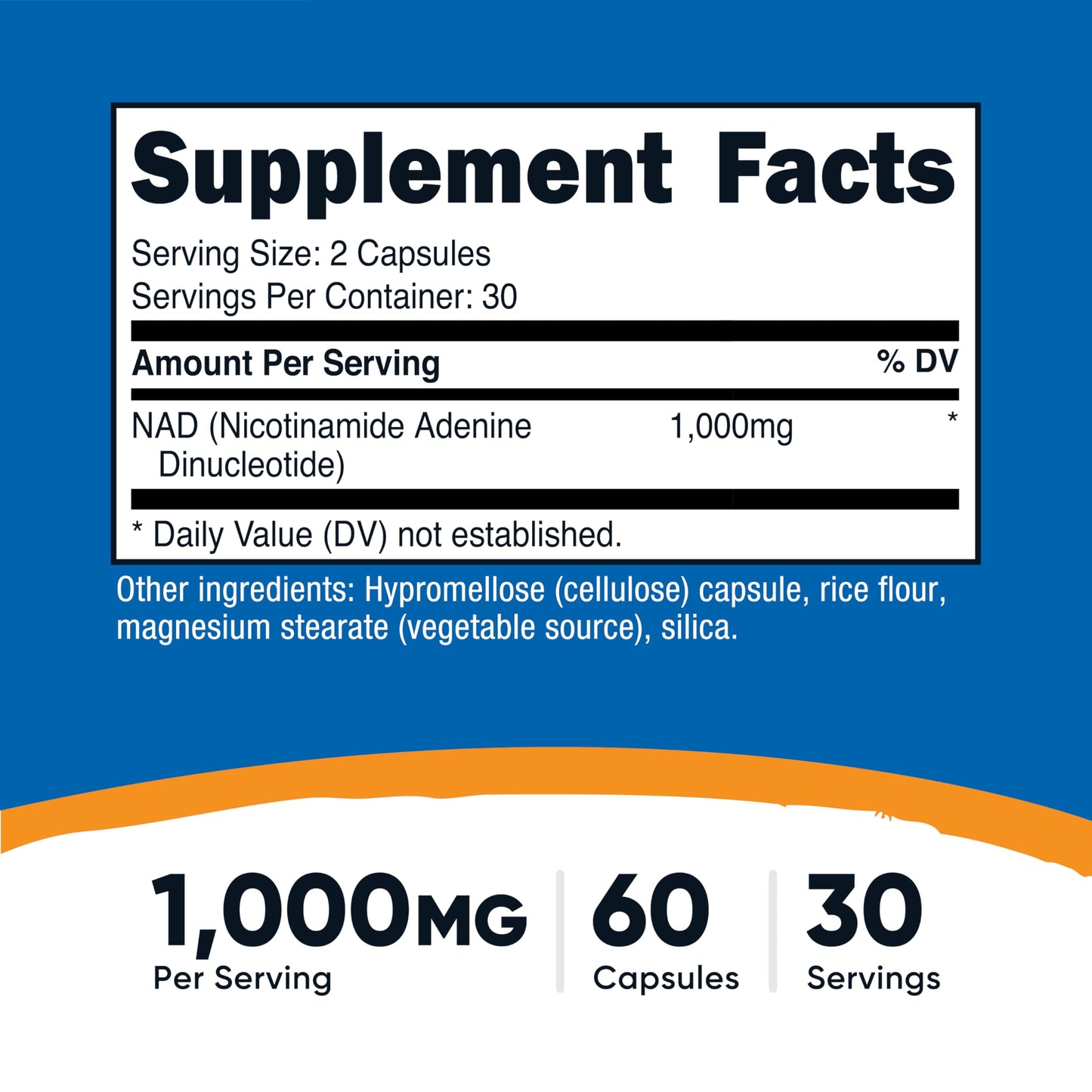 Nutricost NAD+ Supplement 1,000mg per Serving, 120 Capsules, 60 Servings | Nicotinamide Adenine Dinucleotide, Gluten-Free, Vegan