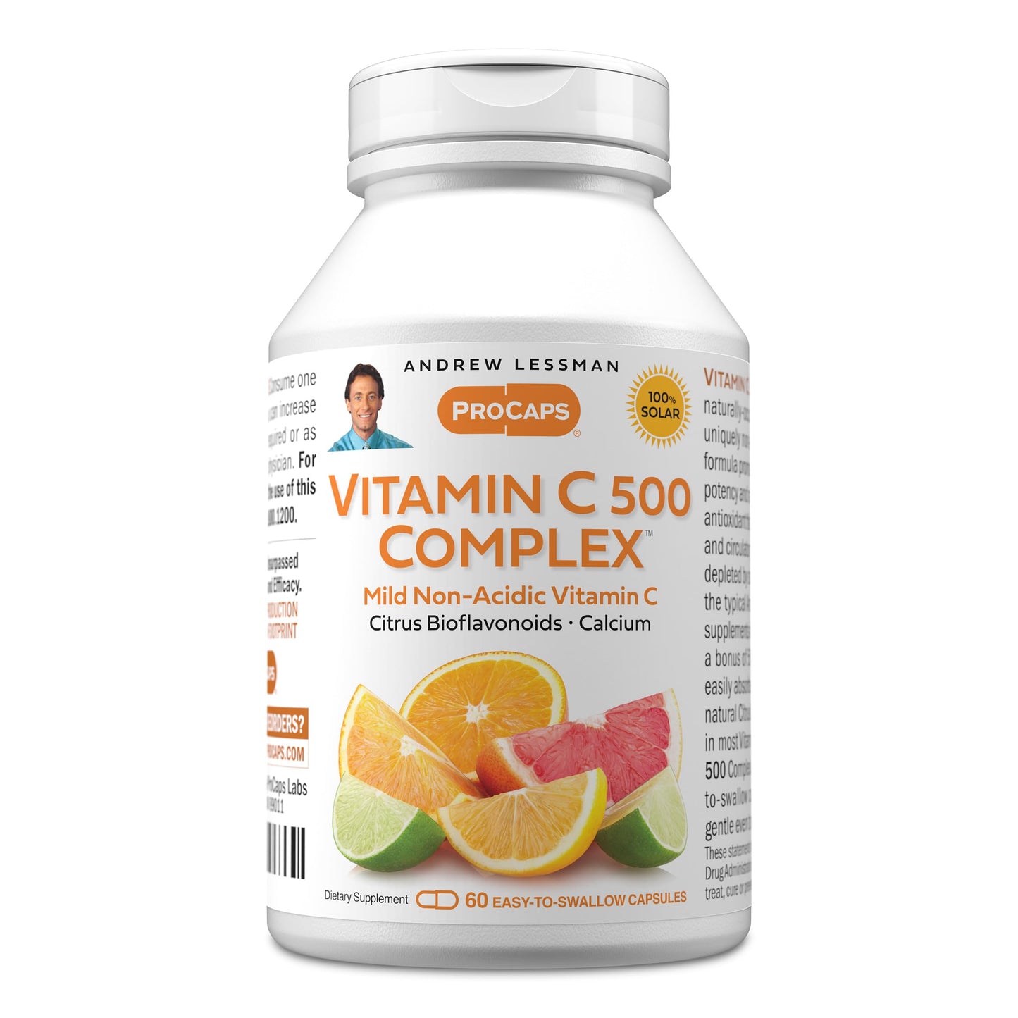 ANDREW LESSMAN Vitamin C 500 Complex 180 Capsules - Non-Acidic Vitamin C Plus Citrus Bioflavonoids for Immune System and Anti-Oxidant Support, No Stomach Upset, Small Easy to Swallow Capsules