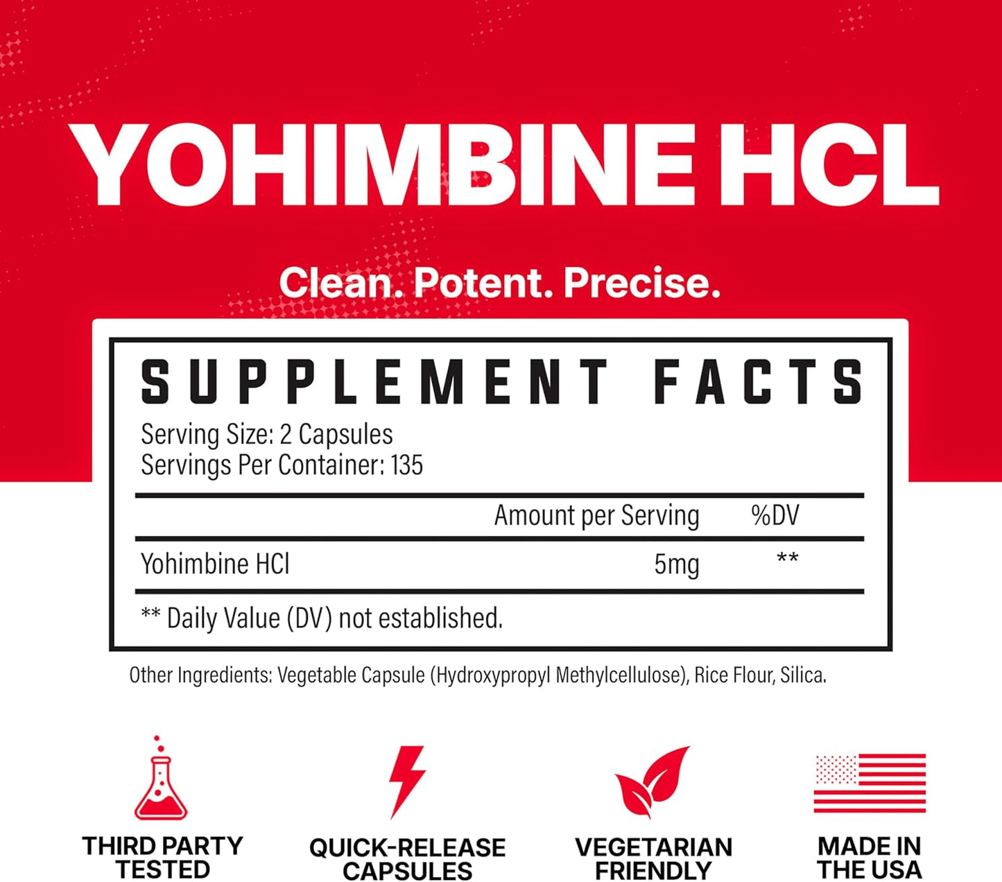 Huge Supplements Yohimbine HCl 5mg, Third Party Tested, Fat Loss & Energy Support, Advanced Performance Formula for Body Recomposition - 270 Veg Capsules
