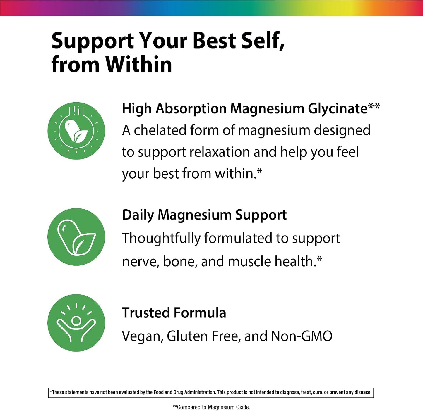 Rainbow Light Magnesium Glycinate 325 mg | 120 Capsules | High Absorption, Chelated Form of Magnesium | Supports Nerve, Bone, & Muscle Health | Vegan, Non-GMO and Gluten Free