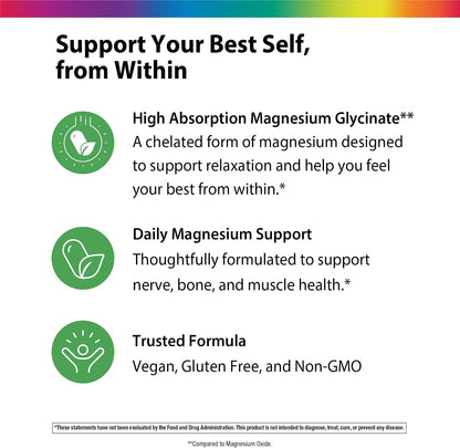Rainbow Light Magnesium Glycinate 325 mg | 120 Capsules | High Absorption, Chelated Form of Magnesium | Supports Nerve, Bone, & Muscle Health | Vegan, Non-GMO and Gluten Free