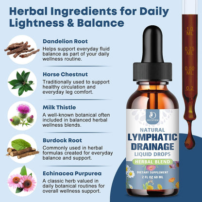 Liposomal Lymphatic Drainage Drops – 9 in 1 Organic Lymphatic Drainage Drops with Echinacea, Burdock Root, Dandelion, Milk Thistle for Lymphatic Health & Immune Support, Sugar Free, 2 Fl Oz