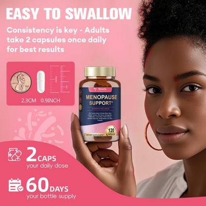 40-in-1 Menopause Supplements for Women, Multibenefit & Complete Black Cohosh for Hot Flashes, Night Sweats & Hormone Balance, w/ Probiotics, DIM, Vitex, Dong Quai, Red Clover and More, 120 Vegan Caps