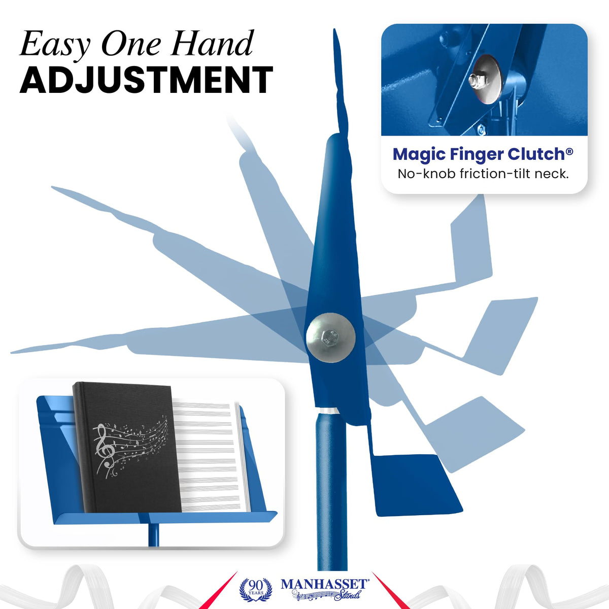 Manhasset Music Stand for Sheet Music - 48 Symphony Model - Long Lasting, Durable Manhasset Stand - Adjustable Height - 26" to 48" - Made in the USA