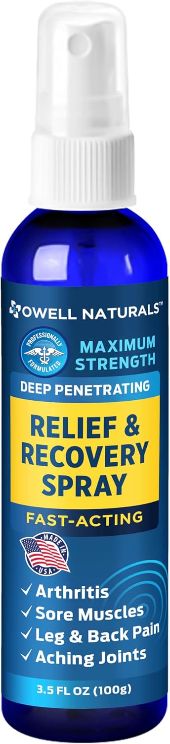 OWELL NATURALS Deep Penetrating Pain Relief Liquid Spray, Fast-Acting, Long Lasting, Natural Relief for Muscle Aches, Joint Pain, Stiffness, Quick Dry Formula, 3.5 oz