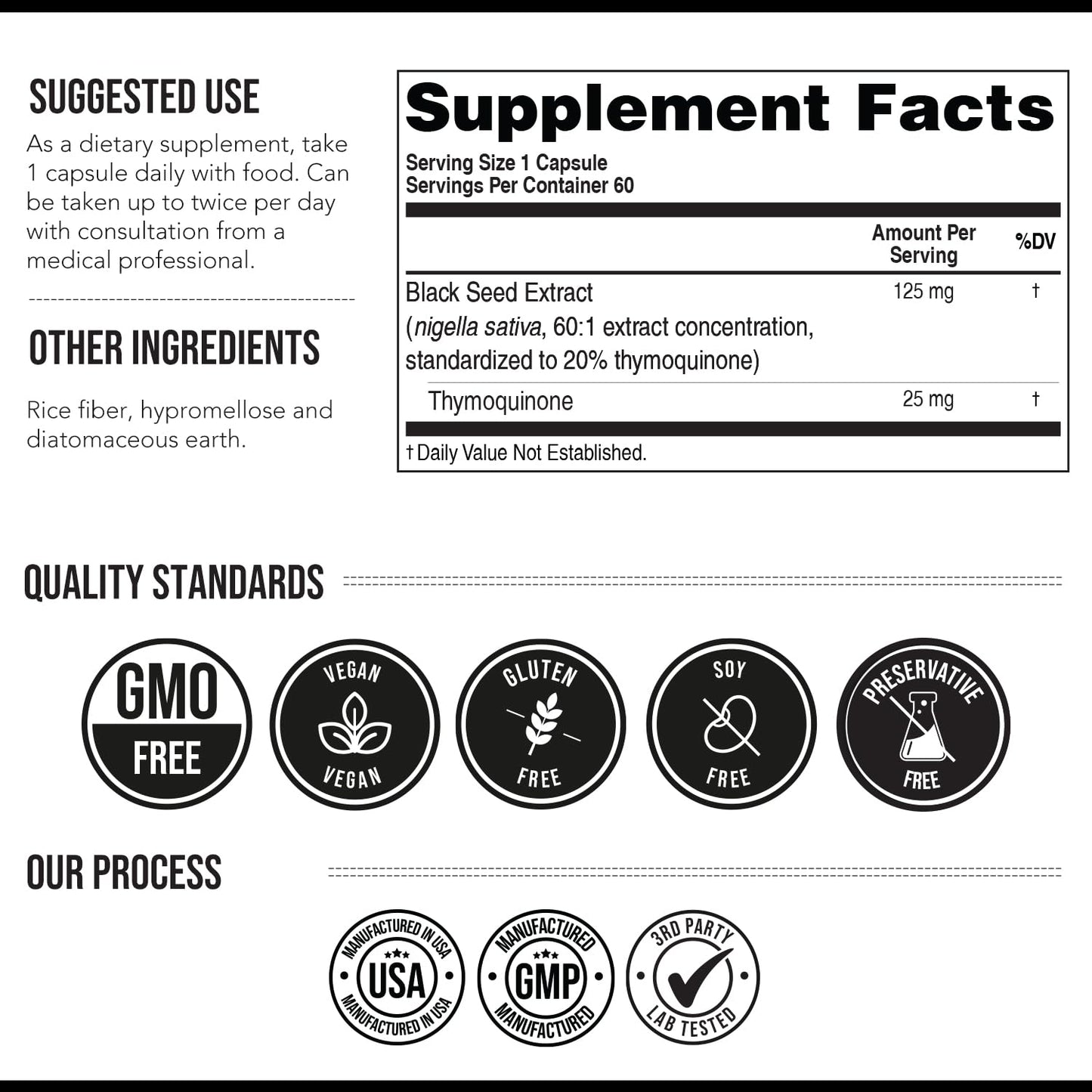 20% Thymoquinone Black Seed Oil Extract Capsules - TQ-Advanced 4X®: Potent Thymoquinone Concentration Available - 60:1 Concentrate from Nigella Sativa, Raw Form, Vegan, Glass Bottle (120 Capsules)