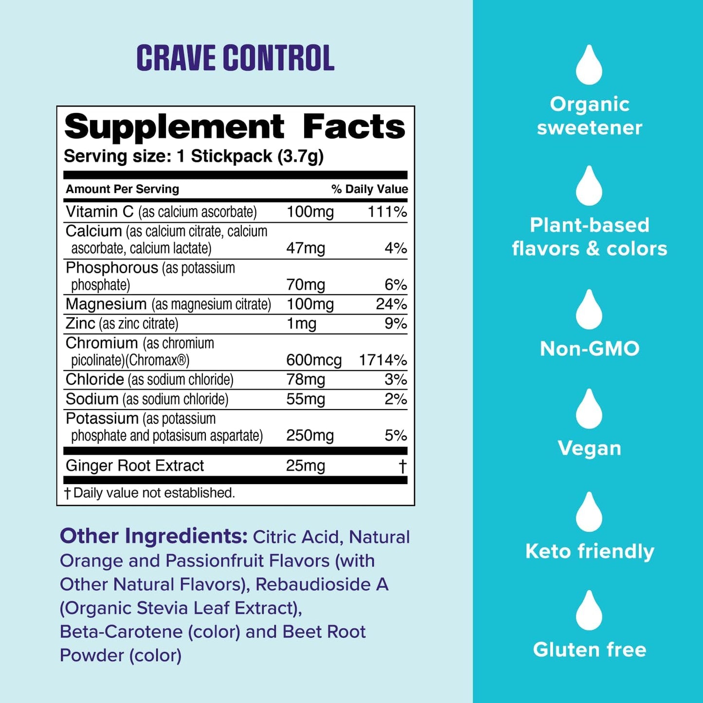 Ultima Replenisher Crave Control Supplement, Tropical Fusion, 14 Stickpacks | Daily Zero Sugar Electrolyte Powder Hydration Packets with 6 Key Electrolytes & Chromax to Help Curb Cravings - Keto Friendly