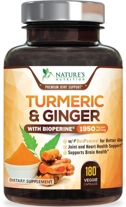 Turmeric Curcumin with BioPerine & Ginger 95% Standardized Curcuminoids 1950mg 