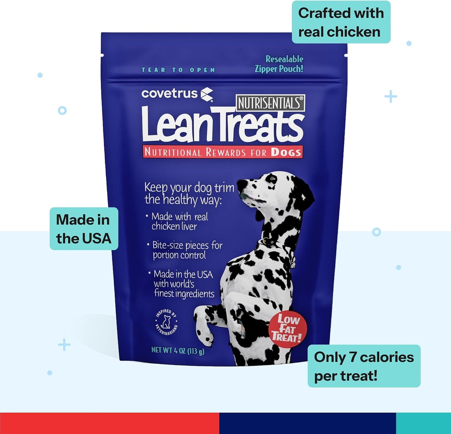 Covetrus Nutrisential Lean Treats for Dogs - Small, Medium & Large Dogs (K9) - Nutritional Low Fat, Bite-Size - Soft Chicken Flavor - Chicken Flavor - 3 Pack - 4oz