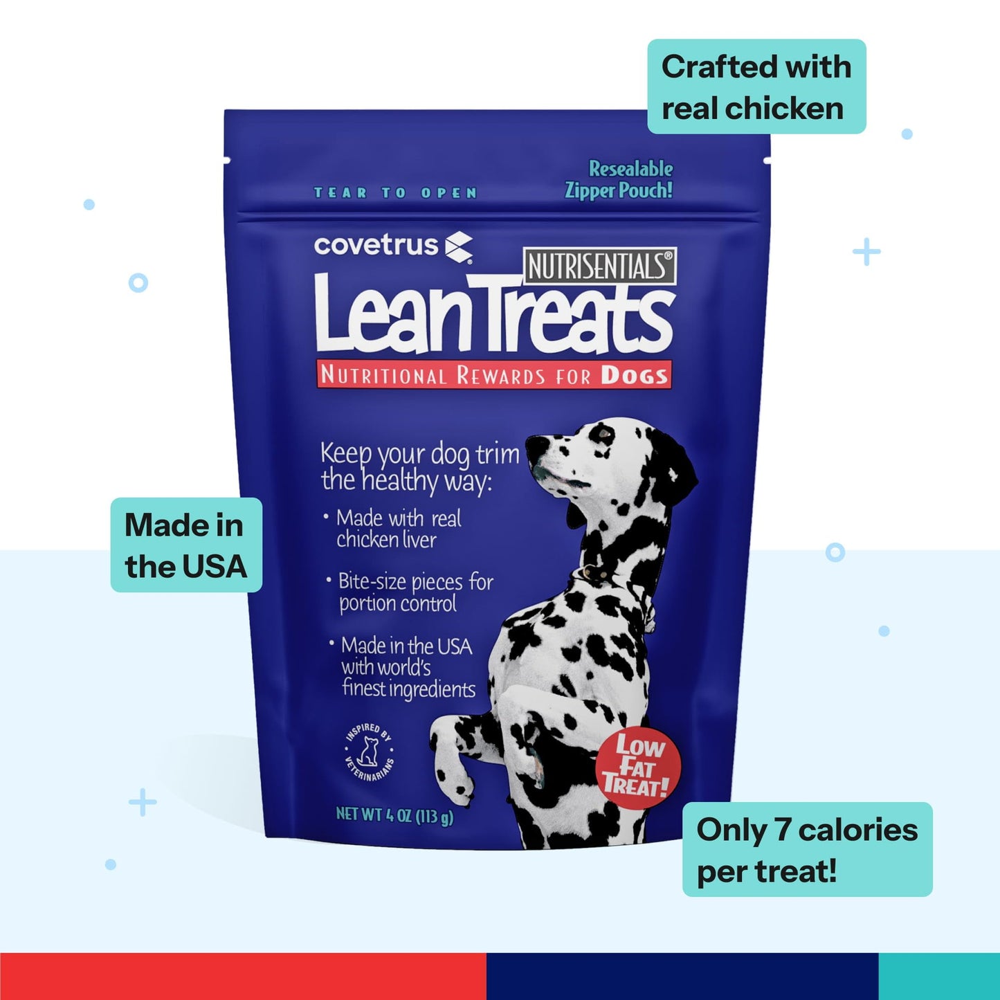 Covetrus Nutrisential Lean Treats for Dogs - Small, Medium & Large Dogs (K9) - Nutritional Low Fat, Bite-Size - Soft Chicken Flavor - Chicken Flavor - 3 Pack - 4oz