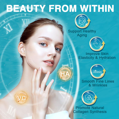 DRFOSTER Marine Collagen Peptides Powder with MSM + GC, Multi Type I & III Collagen with Hyaluronic Acid, Vitamin C & E for Skin, Hair & Nails, Wild-Caught Fish, 50 Servings