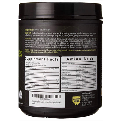 Warrior Strong Wellness Premium Collagen Peptides Bone Broth: Grass Fed Hydrolyzed