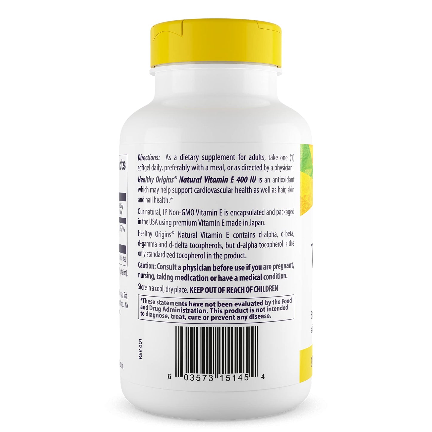 Healthy Origins Vitamin E 400 IU, Natural Mixed Tocopherols, 90 Softgels