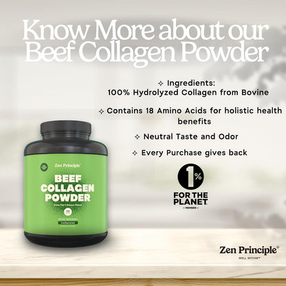 Zen Principle® Collagen + Gelatin Bundle – Support Healthy Joints, Glowing Skin & Strong Hair. Grass Fed, Pasture Raised, Unflavored Protein Powder for Bone, Tendon & Muscle Recovery