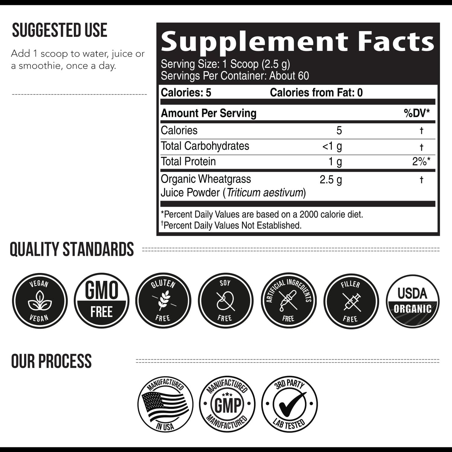 Organic Wheatgrass Juice Powder - Organic, Grown in Volcanic Soil of Utah - Raw BioActive Form, Cold-Pressed Then CO2 Dried, 20:1 Concentrate Juice Extract - Unflavored (5.3 oz – 60 Servings)
