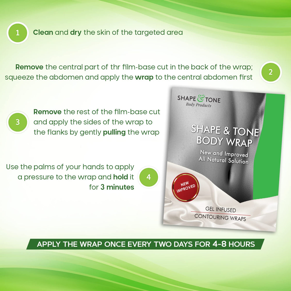 Moisturizing Body Wrap - New and Improved All Natural Body Applicator (5 WRAPS)