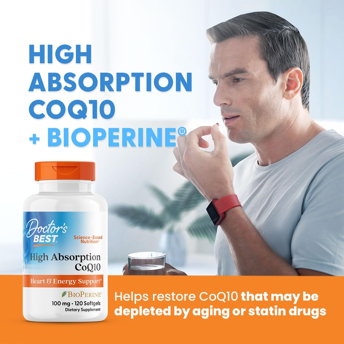 Doctor's Best High Absorption CoQ10 with BioPerine Supplement - Coenzyme Q10 Softgels for Heart Health & Antioxidant Support, Naturally Fermented CoQ10 100mg for Women & Men, Non GMO - 120 Softgels