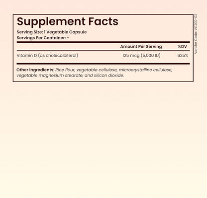 Vitamin D3 5000 IU - High Potency Immune & Bone Support Supplement - Daily Vitamin D3 for Immune System, Bone Health, Mood & Muscle Function - Non-GMO Softgels