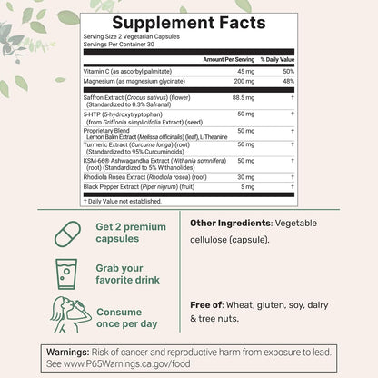 Micro Ingredients Saffron+ Advanced Supplements, 60 Veggie Capsules – 10-in-1 with Saffron Extract, High Absorption Fat-Soluble Vitamin C, Magnesium, Turmeric & KSM-66 Ashwagandha – Filler Free