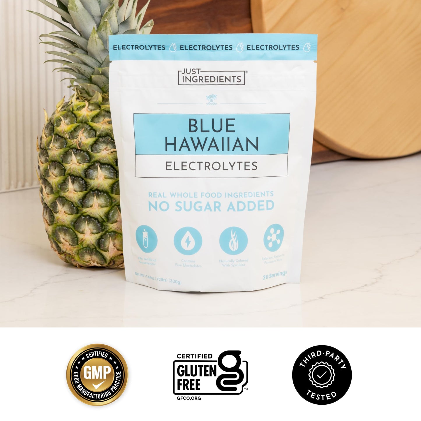Blue Hawaiian Electrolytes Drink Mix | 30 Servings | Organic Coconut Water, Spirulina & 5 Key Electrolytes