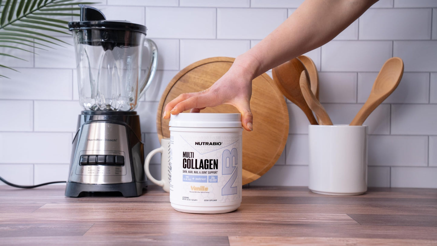NutraBio Multi Collagen Powder - Hydrolyzed Collagen Peptides for Glowing Hair & Skin - Grass-Fed - Collagen Powder for Women and Men - 40 Servings- Unflavored
