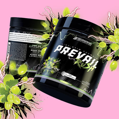 Cutler Nutrition Prevail Rush High-Stim Pre-Workout Powder, 20 Servings | Cotton Candy Grape, 20 Servings | With Caffeine, Dynamine, NO3-T Betaine and Nootropics for Energy, Focus and Muscle Pumps