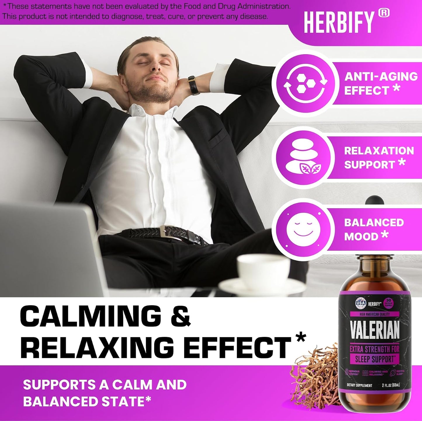 Valerian Root Supplement - Valerian Root Tincture – Nervous System Support 2 Fl oz