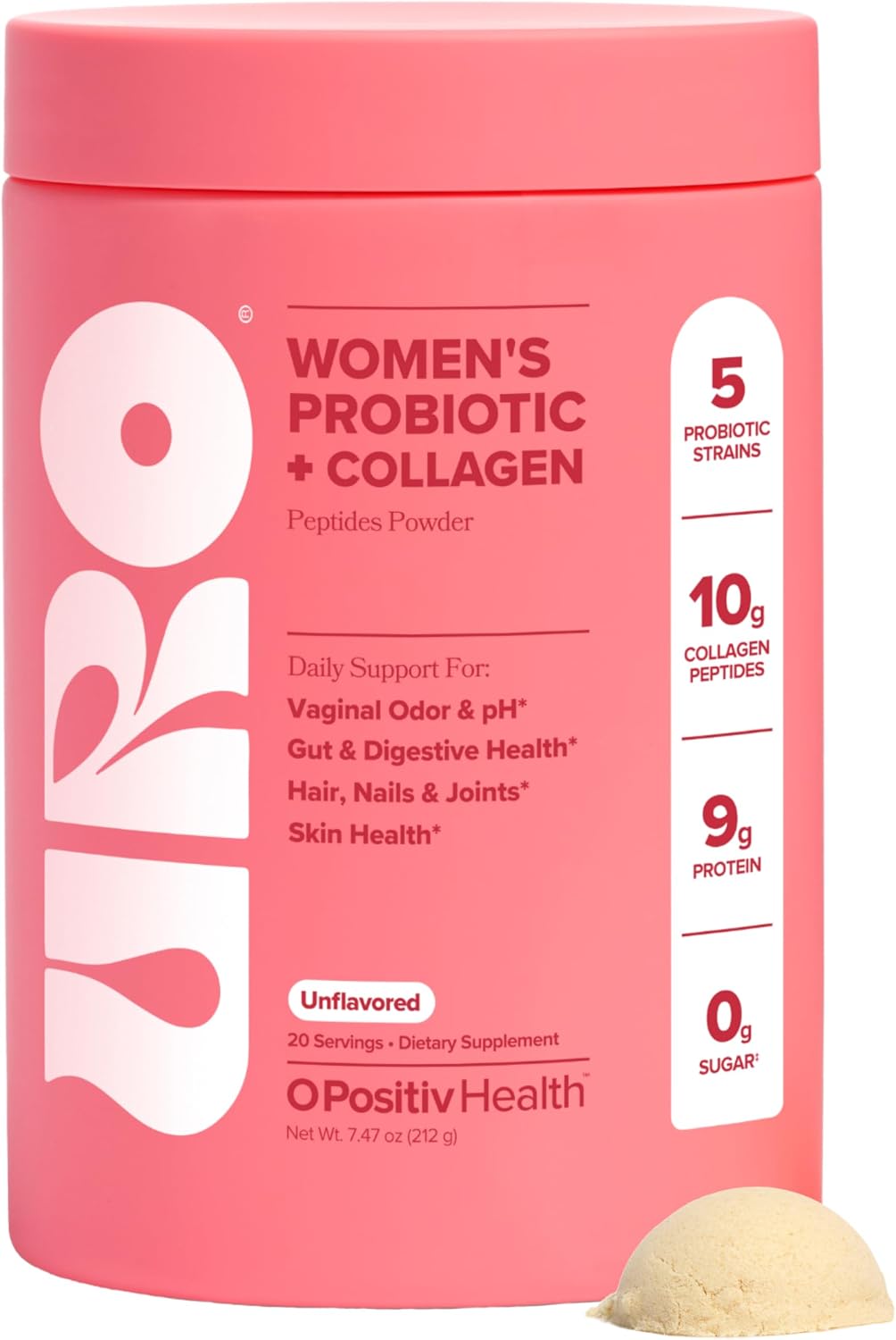 URO Probiotic + Collagen Powder – Vaginal, Skin & Gut Health – 20 Servings