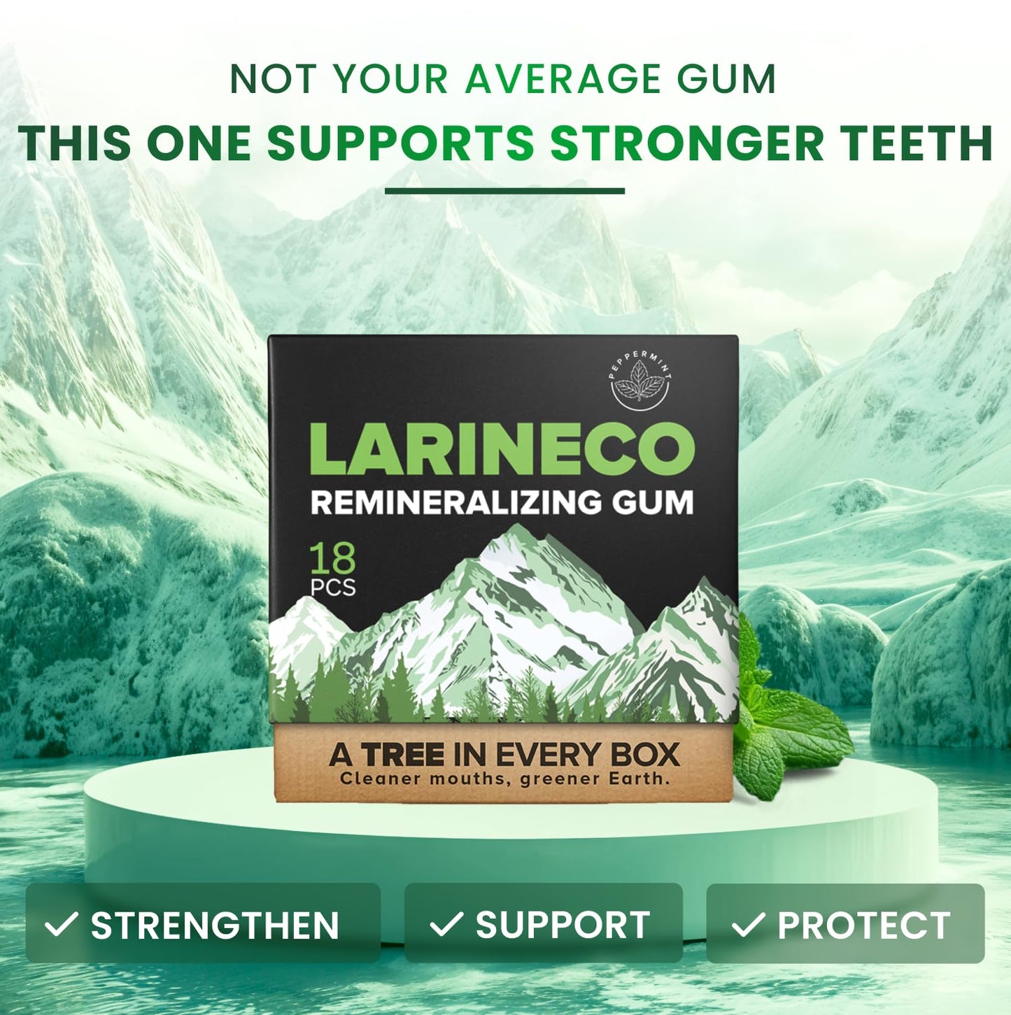 Larineco Remineralizing Gum with Nano Hydroxyapatite & Xylitol – Sugar-Free Xylitol Gum – Plastic-Free, Dye-Free, Aspartame-Free – Natural Base – 36 Pieces, Mastic Mint