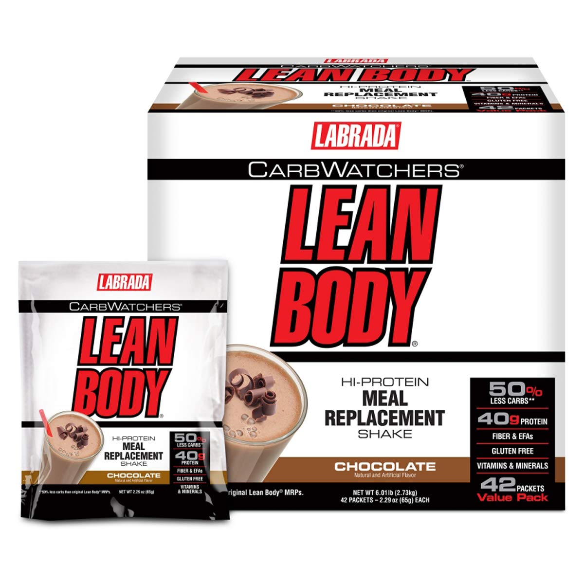 Labrada Carb Watchers Lean Body Hi-Protein Meal Replacement Shake, Chocolate Ice 