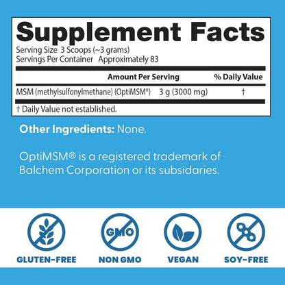 Doctor's Best MSM Powder Supplement for Men & Women - Supports Hair, Skin, Nails, Joint Health, & Mobility, Delivers Beneficial Sulfur with OptiMSM, Gluten Free, Soy Free, Non GMO, Vegan - 8.8 oz