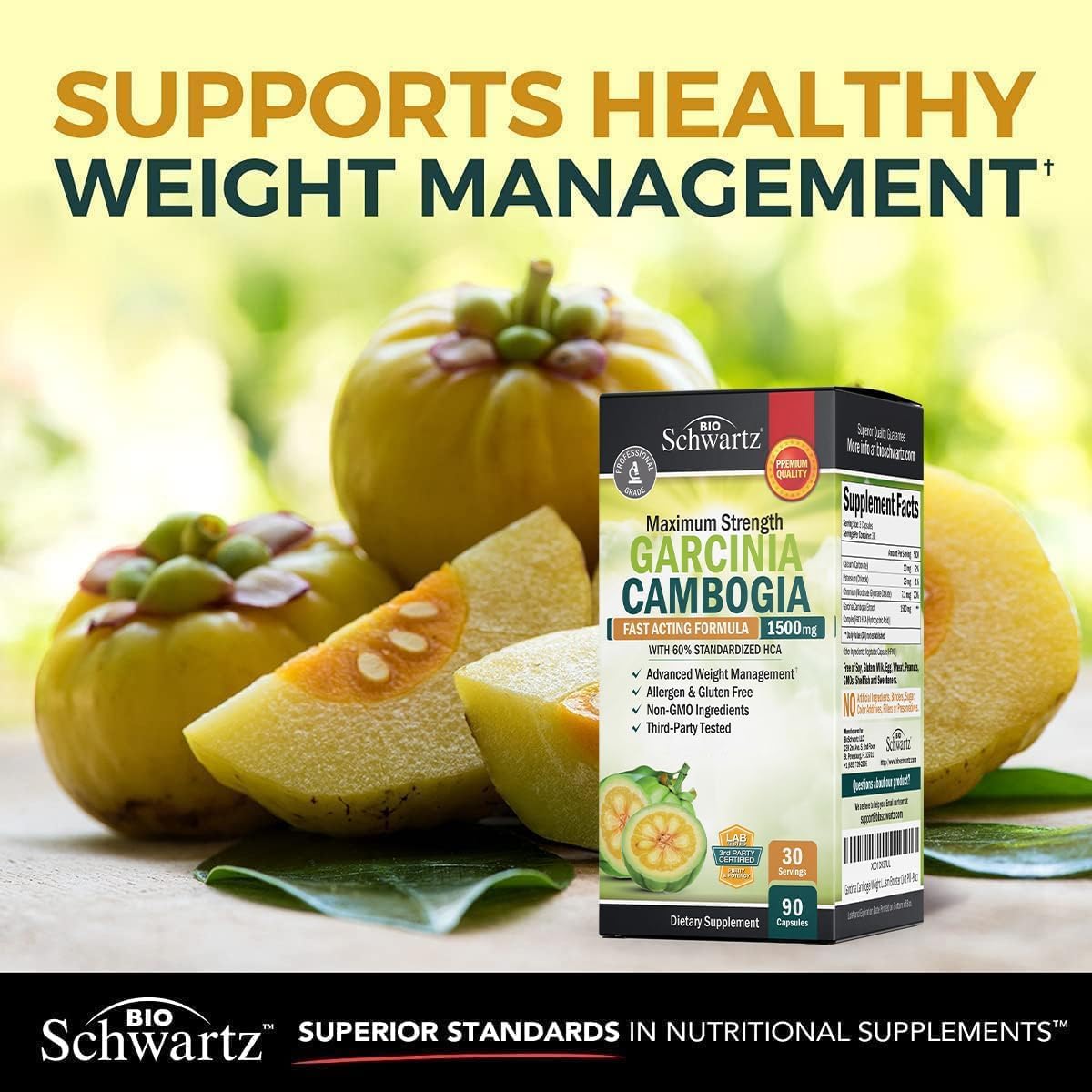 Garcinia Cambogia Weight Loss Pills with 1500mg HCA Pure Extract, 90ct