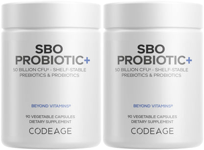 Codeage SBO Probiotics, 50 Billion CFUs Per Serving, Multi Strain Soil Based Organisms Blend and Organic Fermented Botanical Blend, Shelf-Stable, 90 Capsules