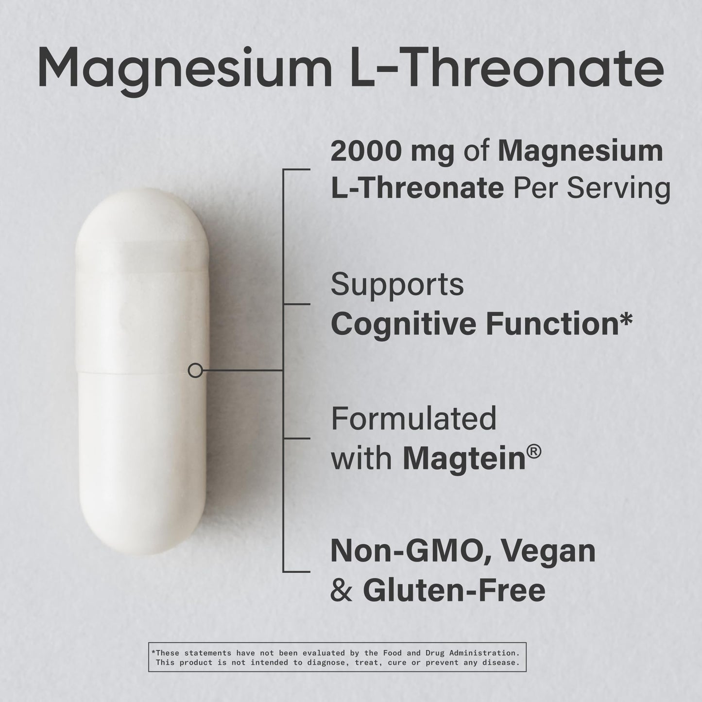 Sports Research® Magnesium L-Threonate Capsules 2000mg - High-Absorption Magtein® for Enhanced Brain Health, Memory, Focus & Restful Sleep Support - Vegan · Non-GMO · Gluten Free - 90 Count