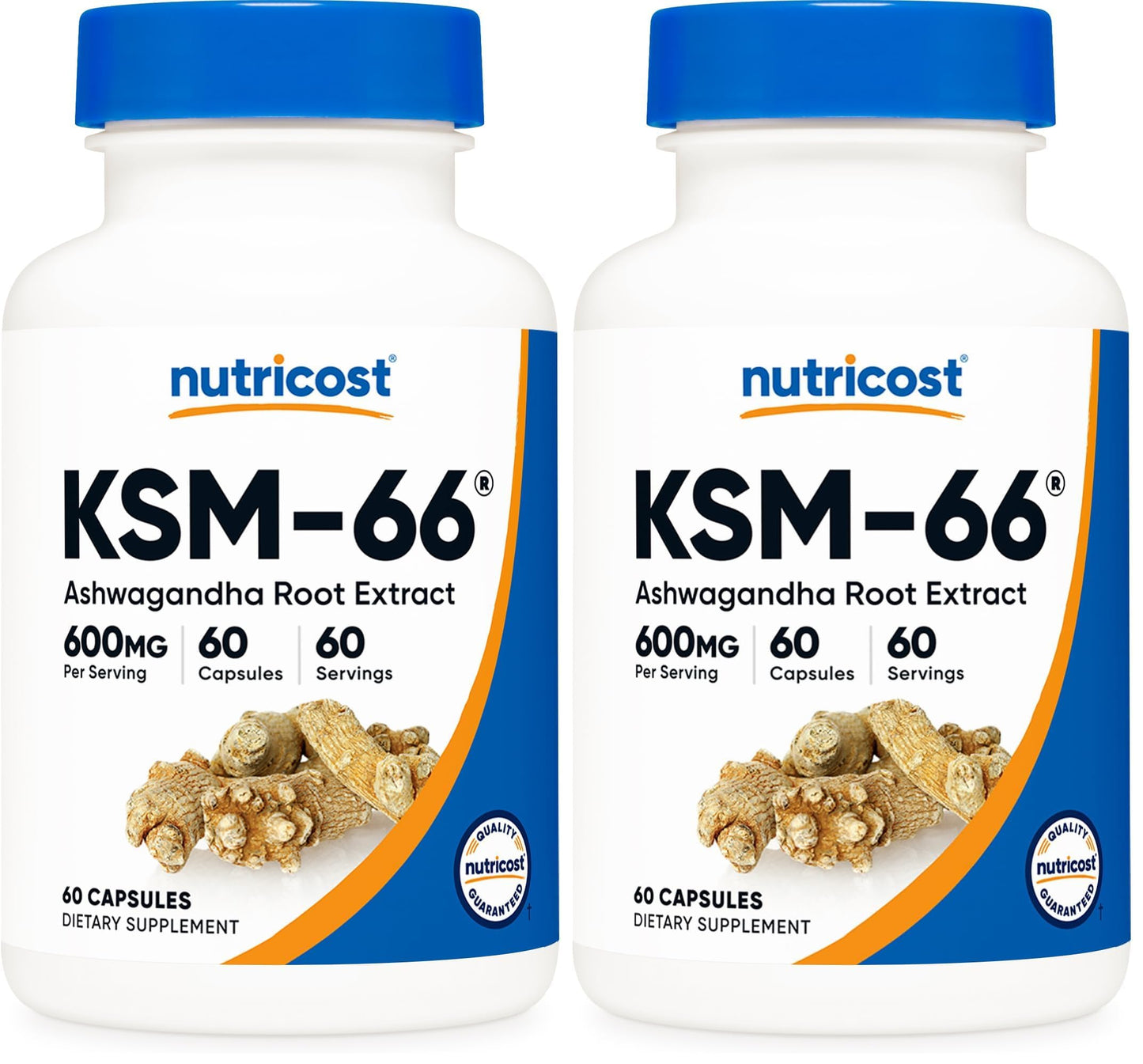 Nutricost KSM-66 Ashwagandha Root Extract (600mg) 60 Capsules | 5% Withanolides & BioPerine, Full-Spectrum Root Extract