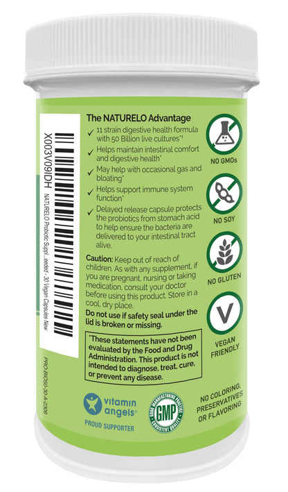 NATURELO Probiotic Supplement - 50 Billion CFU - 11 Strains - One Daily - Helps Support