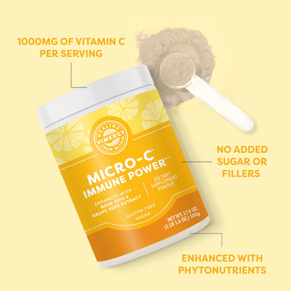 Vimergy Micro-C Immune Power TM *- 250g– 69 Servings – 2000mg/serving – Gentle Form – Antioxidant Phytonutrients – Immune & Nerve Support – Benefits Bone & Cartilage – Gluten-Free – Kosher – Vegan
