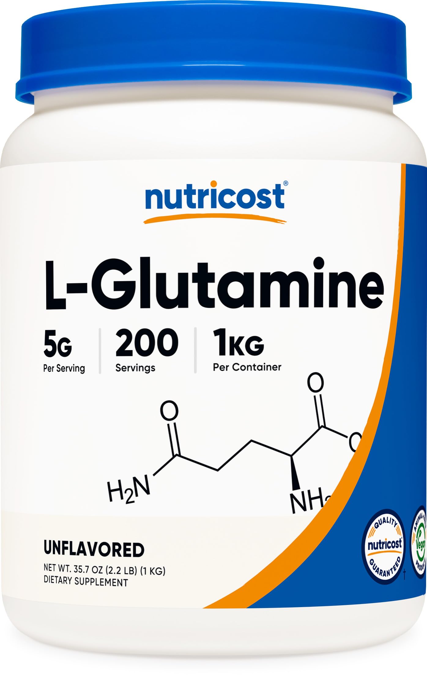Nutricost L-Glutamine Powder (500 Grams) Unflavored - Gluten Free & Non-GMO, 100 Servings