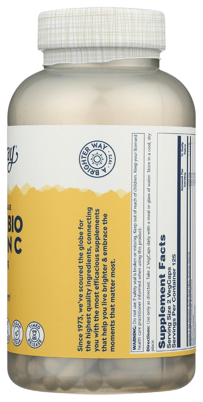 SOLARAY Super Bio Vitamin C 1000mg, Buffered, Two-Stage Timed Release with Bioflavonoids, Immune Support Supplement, High Absorption, Vegan, 60-Day Guarantee – 250 VegCaps