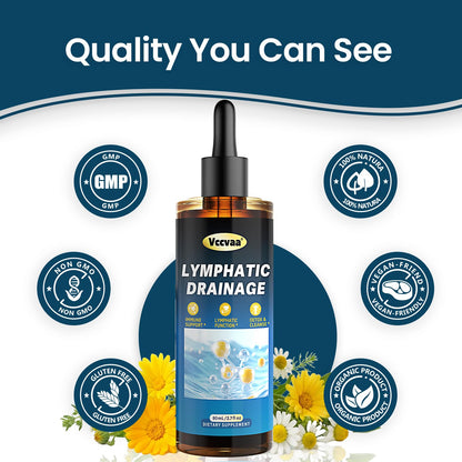 Lymphatic Drainage Drops - Organic Lymphatic Drops, Herbal Liquid Support for Natural Fluid Balance & Immunity - Burdock Root, Elderberry & Calendula -Lemon Flavor, 2.7 Fl Oz