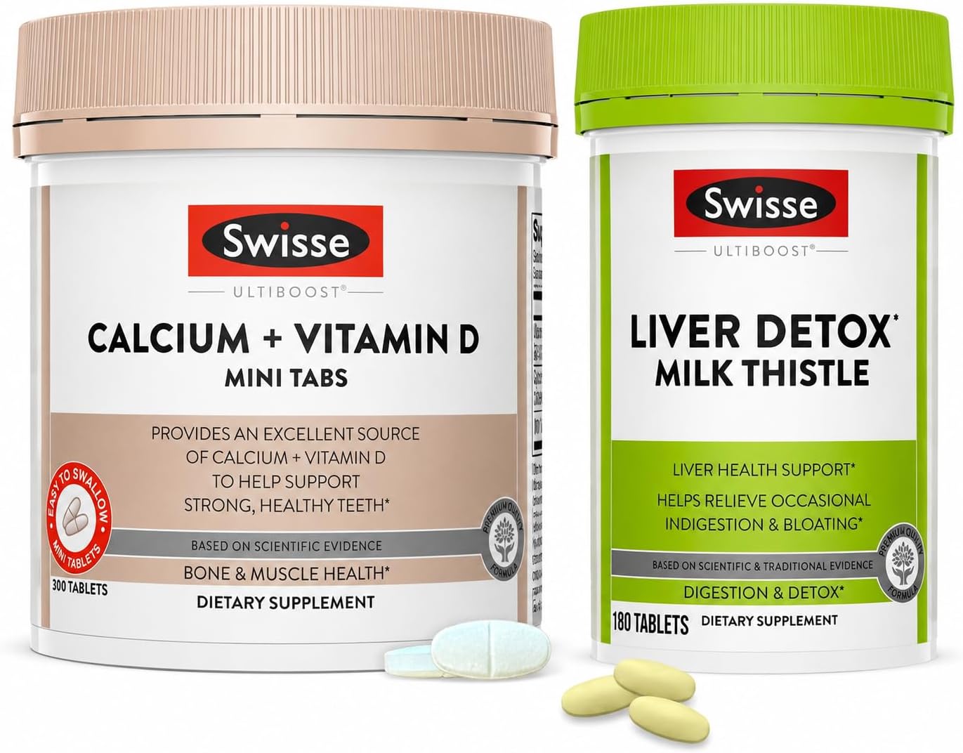 Swisse Liver Detox Milk Thistle & Calcium + Vitamin D Bundle – Liver Health, Bone Strength & Daily Wellness Support for Men & Women