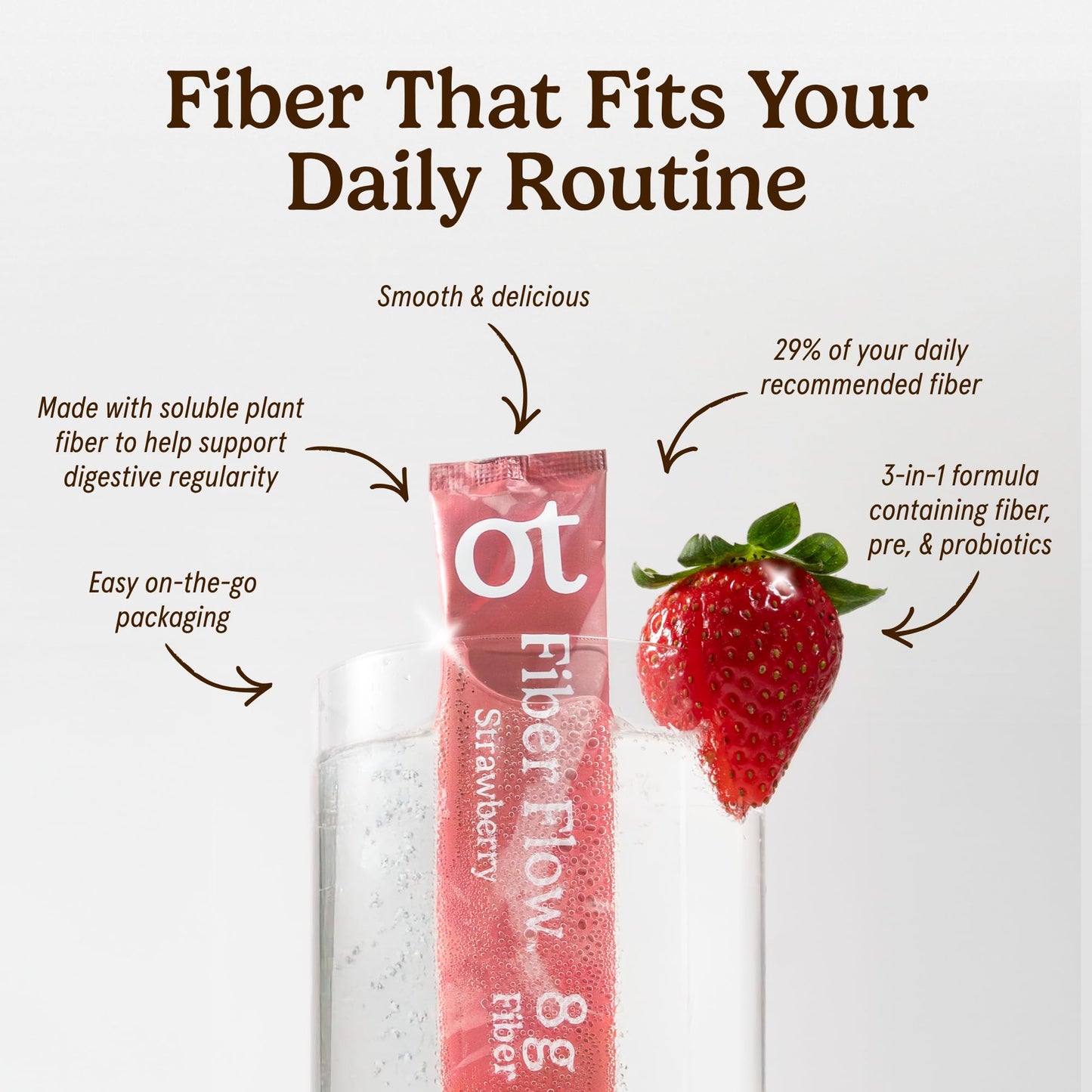 Organic Traditions Fiber Flow Variety Pack, Daily Fiber Supplement Sticks with Acacia, Chicory Root Inulin, One Billion CFU Probiotics, Mixed Flavors Strawberry Yuzu Lime Unflavoured, 12 Count