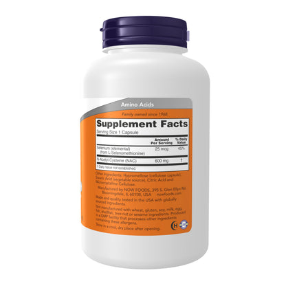 NOW Supplements, NAC (N-Acetyl Cysteine) 600 mg with Selenium, 100 Capsules
