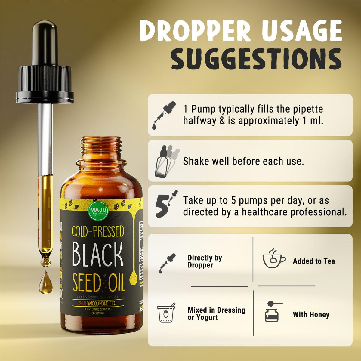 MAJU Black Seed Oil - 3 Times TQ, Cold-Pressed, Travel Size, 100% Turkish Black Cumin
