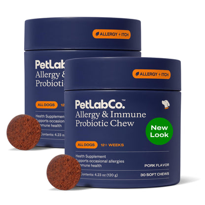 PetLab Co. Allergy & Immune Probiotic Chews, 30 Soft Chews, Pork | Omega-3s, colostrum and prebiotics to support yeast balance, skin health and immune function