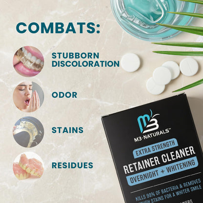 Retainer Cleaner Tablets, Denture Cleaner, Mint, 4 Month Supply by M3