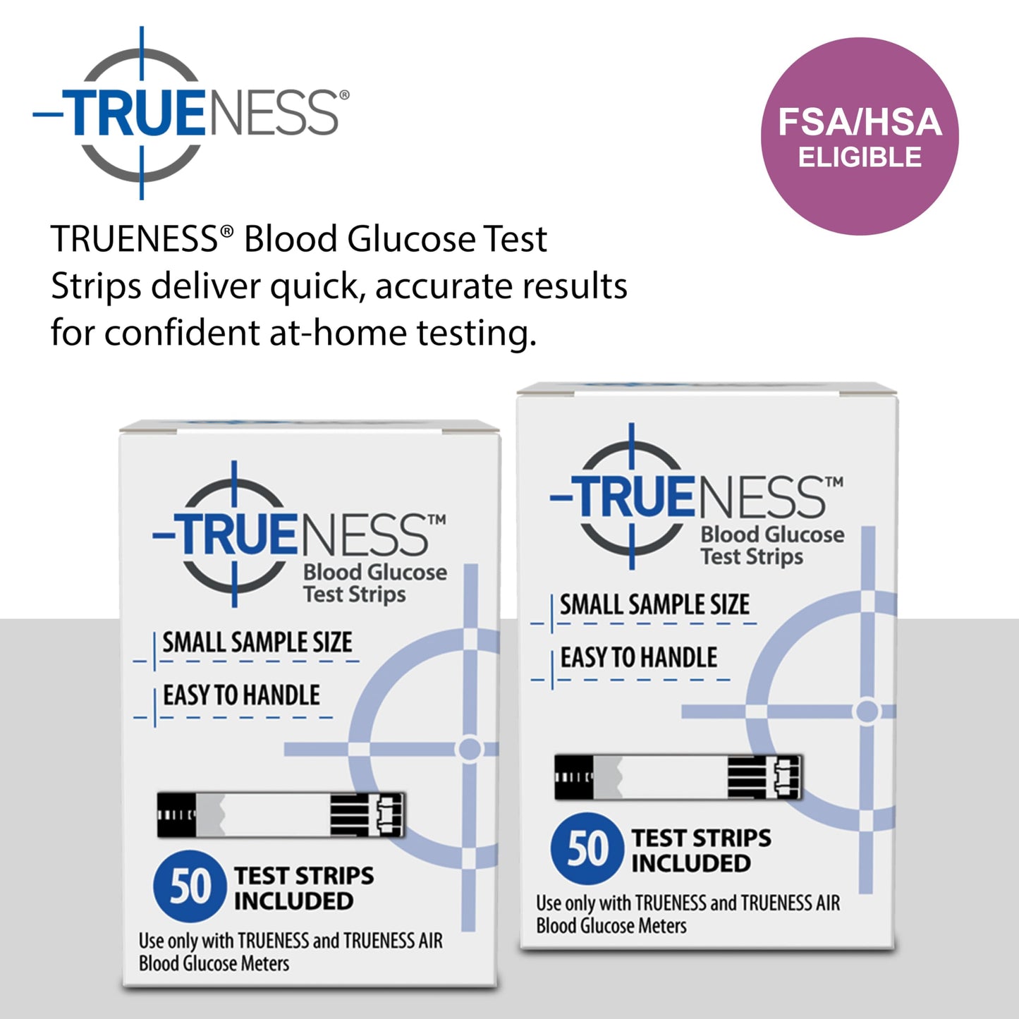 TRUENESS Blood Glucose Test Strips, 50 Count | Blood Glucose Test Strips Compatible with TRUENESS Family of Self Monitoring Blood Glucose Meters, Fast 5 Second Results