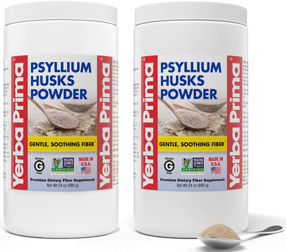 Yerba Prima Psyllium Husk Powder - 24 oz - Fine Ground, Unflavored, Sugar Free - Natural Fiber Supplement - Also for Baking - Contains Both Soluble & Insoluble Bulk for Regularity Support